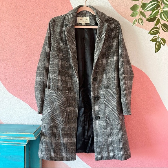 Promesa Plaid Houndstooth Vici Blazer Jacket Wool Small - Picture 2 of 6